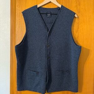True Measure of a Man Merino Wool Navy Button-Up Vest Size XL Men